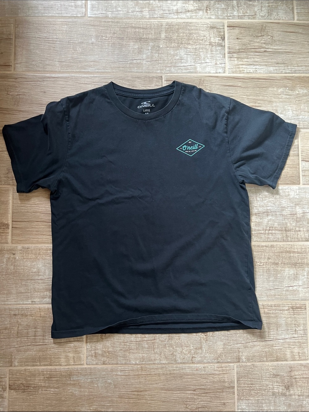 O'Neill Black Tee with Teal Logo - Short Sleeve Men's